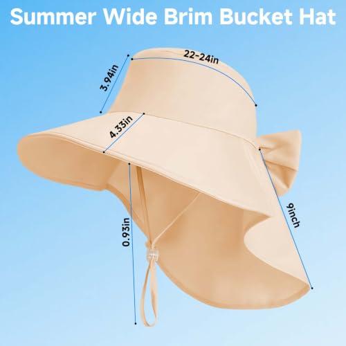 Womens Ponytail Hole Sun Hat with Neck Flap Outdoor UPF 50+ - color: Oatmeal
