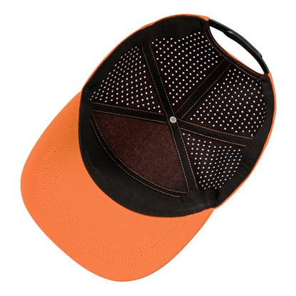 FEINION Men Laser Mesh Flat Brim Snapback Baseball Cap - color: Orange