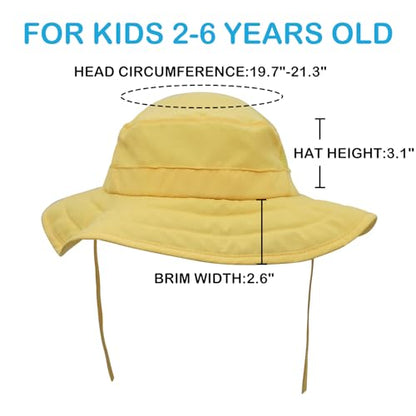 Connectyle Kids Sun Hat for Boys Girls Wide Brim Bucket Hat UPF 50+ Sun Protection Hat Breathable Summer Beach Hat - color: Yellow