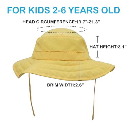 Connectyle Kids Sun Hat for Boys Girls Wide Brim Bucket Hat UPF 50+ Sun Protection Hat Breathable Summer Beach Hat - color: Yellow