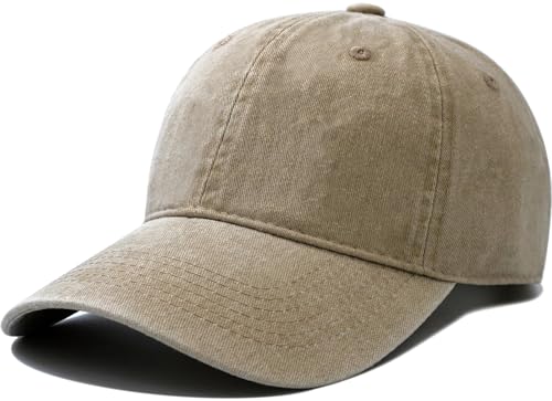 Unisex Washed Cotton Baseball Cap Casual Vintage Dad Hat - color: Khaki
