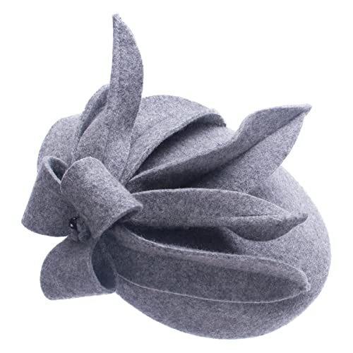 Womens Wool Felt Fascinator Cocktail Race Fancy Cheltenham Fesitval Hat A302,Gray,One Size