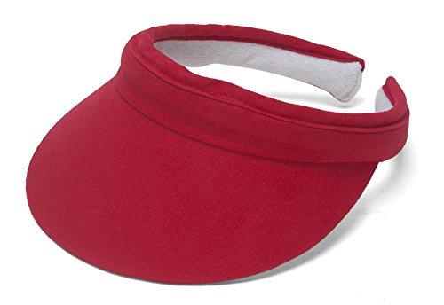 Mens Womens Sun Protection Sports Cotton Clip On Golf Tennis Visor - color: Red