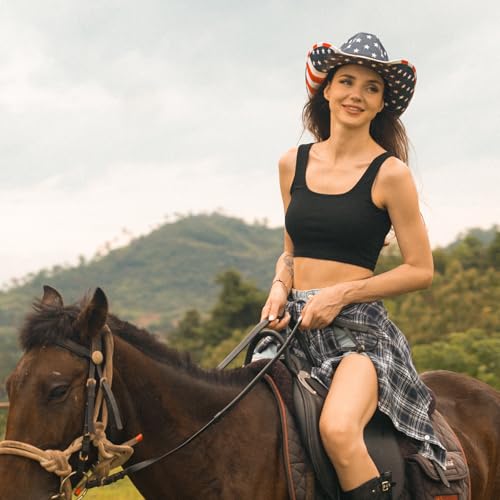 Straw Cowboy Hat for Men and Women Cowgirl Cowboys Cowgirls Woven Crease for Western Gift Gifts - color: White Blue Hat