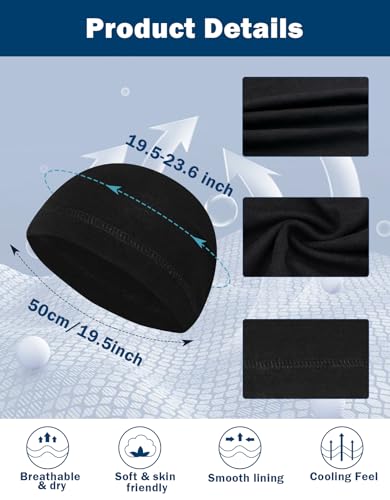 Cotton Skull Caps Lightweight Summer Beanie Hat Thin Sleep Sleeping Hats Chemo Caps Running Helmet Liner - color: Black 2 Pack