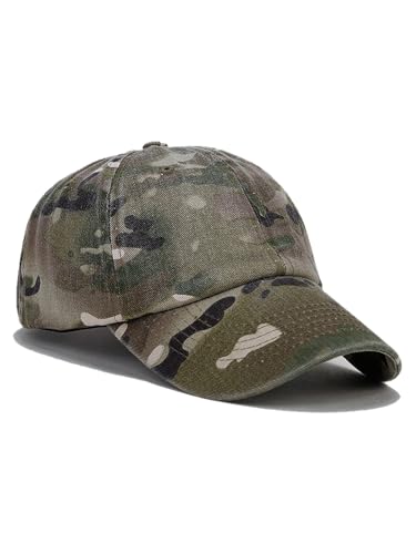 Unisex Military Army Hat Men Women Baseball Cap Flat Top Cap Adjustable Camo Cadet Cap - color: Army Green