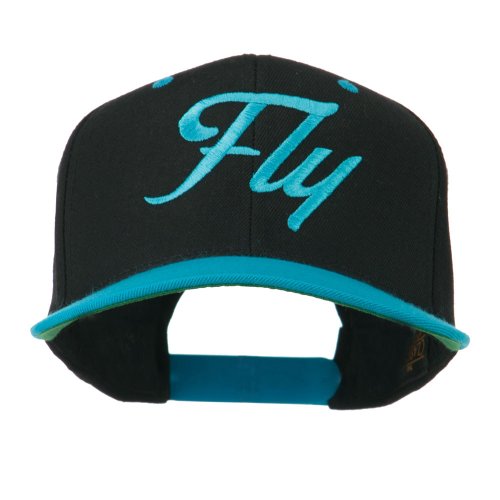 e4Hats.com Fly Embroidered Flat Bill Cap - color: Black Blue Green