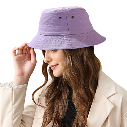 Unisex Bucket Hat Summer UPF 50+ Sun Protection Outdoor Beach Fishing Travel Hiking Hat - color: Light Purple