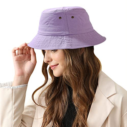 Unisex Bucket Hat Summer UPF 50+ Sun Protection Outdoor Beach Fishing Travel Hiking Hat - color: Light Purple