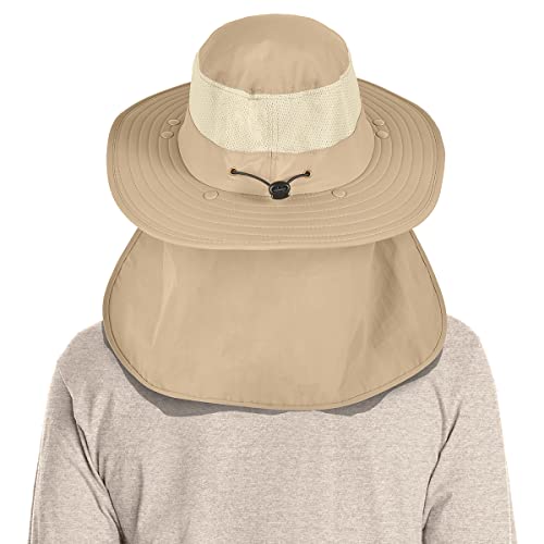 3 Pack Mens Outdoor Wide Brim Fishing Hat,UPF 50+ Sun Protection Cap with Face Neck Flap for Hiking & Garden - color: 3 Pack-dark Grey＆light Grey＆khaki