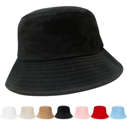 NPQQUAN Bucket Hats for Men Woman Packable Foldable Sun Hats for Women - color: Pure Black