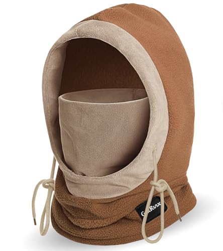 Balaclava Winter Face Mask Windproof Fleece Ski Mask Cold Weather Neck and Face Warmer for Men and Women - color: Camel