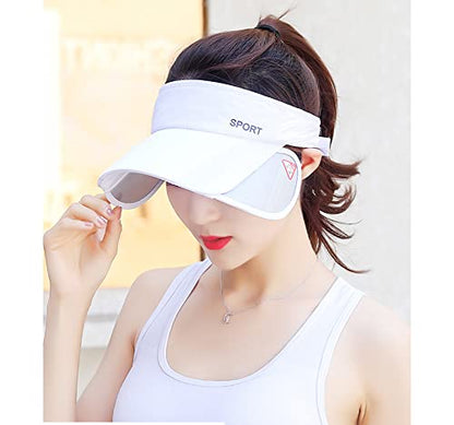 Sun Visor Hat for Women and Men - Retractable Brim Sport Hat, Summer Golf Tennis Running Beach Hat with Ponytail Hole - color: Z-2 Pack Black White