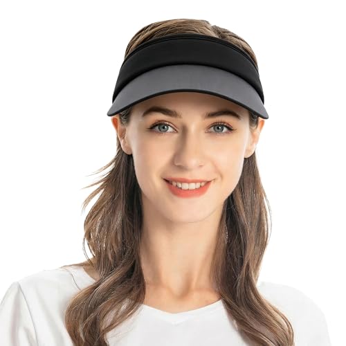ZLYC Print Sports Sun Visors for Women Girls - color: Solid Color Black