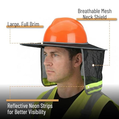 UNCO- Hard Hat Sun Shield, Black, Full & Standard Brim Mesh Sunshade High Visibility Reflective, Hard Hat Accessories - color: Black, size: 1 Pack