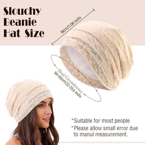 Crochet Slouchy Beanie Hat Turbans Headware for Women - color: Bea17 - Beige