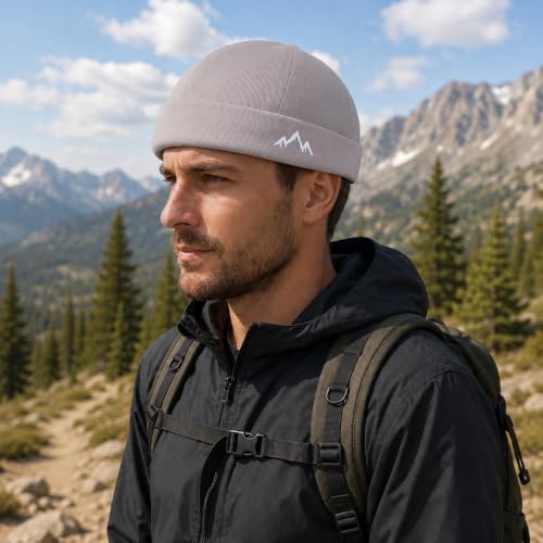 Outdoor Brimless Hat for Men Women, Adjustable Rolled Cuff Skull Cap - color: 2#grey