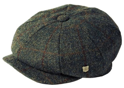 Failsworth Carloway Harris Tweed Baker Boy Cap, Brown Herringbone - color: Pattern 2018 - Grey, size: 3X-Large