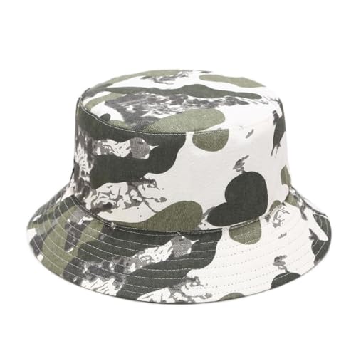 Quanhaigou Reversible Printed Bucket Hat,Summer Beach Outdoor Cap - color: Camo Green