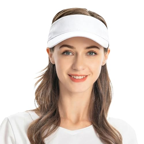 ZLYC Print Sports Sun Visors for Women Girls - color: Plain White