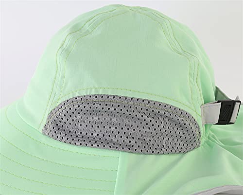 Connectyle Kids Sun Hat Adjustable Fishing Hat for Boys Grils Breathable UPF 50+ Protection Outdoor Beach Hat with Neck Flap - color: Mint Green