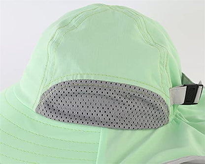 Connectyle Kids Sun Hat Adjustable Fishing Hat for Boys Grils Breathable UPF 50+ Protection Outdoor Beach Hat with Neck Flap - color: Mint Green