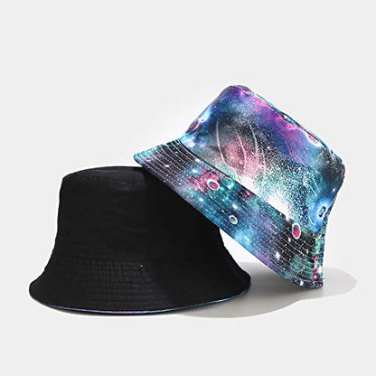 Unisex Bucket Hat Beach Sun Hat Aesthetic Fishing Hat for Men Women Teens, Reversible Double-Side-Wear - color: Galaxy