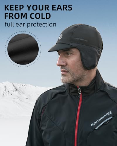ROCKBROS Winter Cycling Caps for Men Women Windproof Sun Visor - style: With Sun Visor-1 Pack