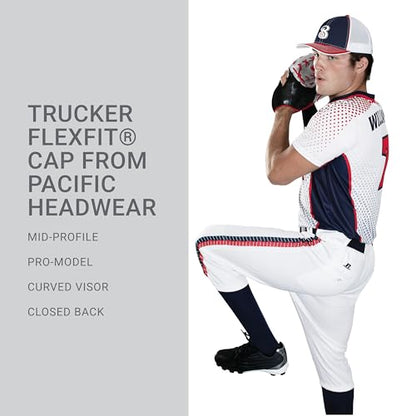 Pacific Headwear Unisex Adult Pacific Headwear Trucker Flexfit® Cap - color: Black/Graphite/Graphite, size: Small-Medium