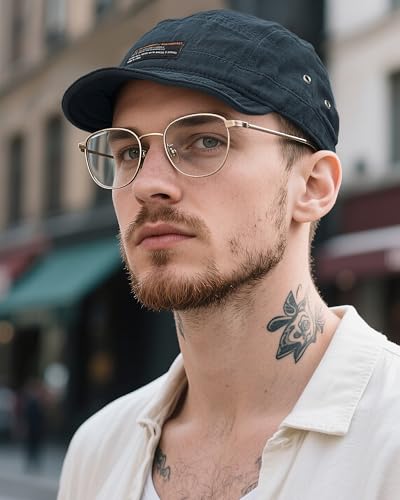 Croogo Short Brim Baseball Cap 5 Panel Flat Brim Hat for Men Street Style - color: Dy09-blue