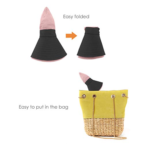 IYEBRAO 2 Pack Womens Ponytail Sun Hat UV Protection Bucket Hats Foldable Wide Brim Summer Boonie Beach Cap Fishing Hiking… - color: Pink & Grey
