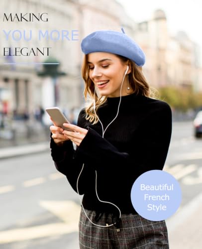 French Beret Hats for Women - Soft Warm Wool Solid Color Beanie Winter Cap - color: Brown