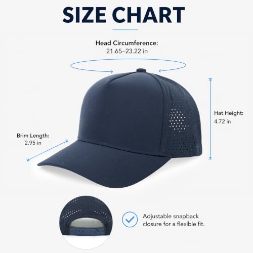5 Panel Baseball Cap Quick Dry Mesh Snapback Hat for Women Men - color: Navy