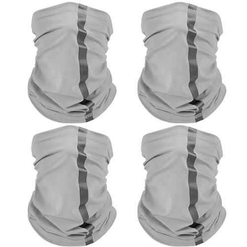 SATINIOR 4 Pcs Neck Gaiter Face Mask for Men, High Vis - color: Grey