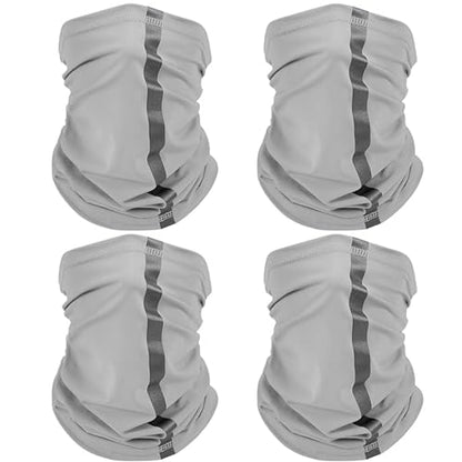 SATINIOR 4 Pcs Neck Gaiter Face Mask for Men, High Vis - color: Grey