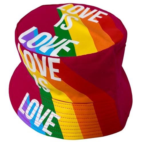Pride Unisex Bucket Hat Reversible Double-Side-Wear Packable for Travel, Outdoors, and Beach - color: Hot Pink Love is Love