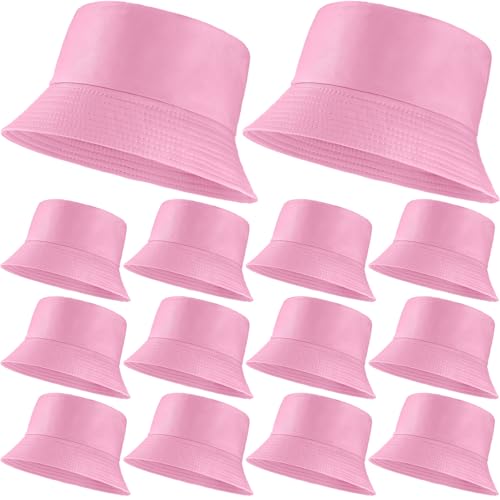 12/24/36 Pcs Bucket Hats for Men Women Bulk - color: Pink, size: Large