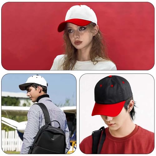 ZH Plain Adjustable Baseball Cap - Lot of 12 Unisex Blank Design Caps - color: White-black