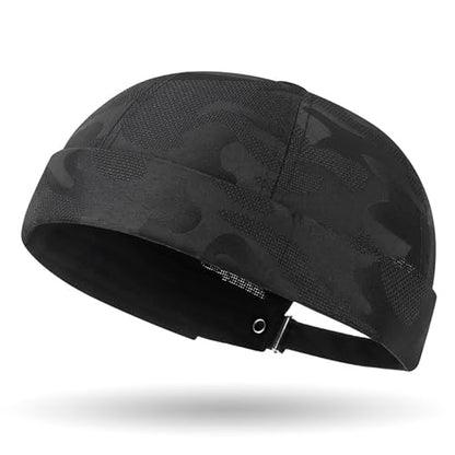 Camo Brimless Hat for Men Women Breathable Rolled Cuff Docker Cap Harbour Beanie Hats Landlord Hat Sailor Cap K517 - color: Light Grey