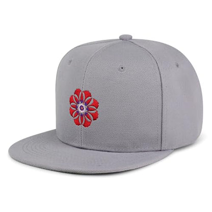 JPAK Flower Ornament Hip-Hop Snapback Hat Embroidered Baseball Cap Floral Embellishment - color: 02. Light Grey