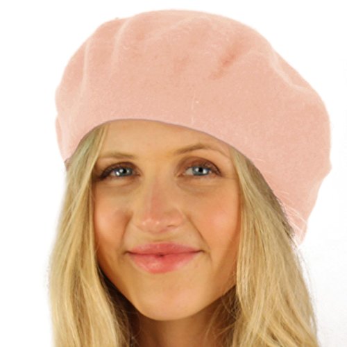 Classic Winter 100% Wool Warm French Art Basque Beret Tam Beanie Hat Cap - color: Pink