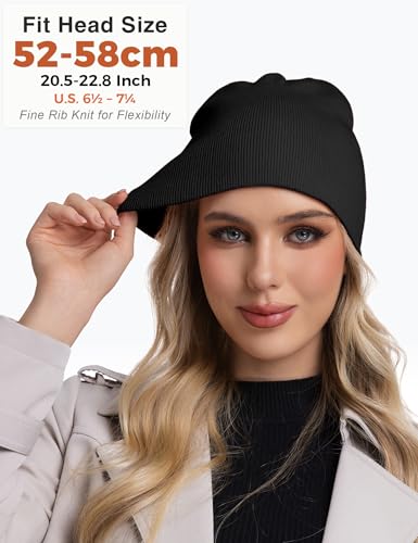 ROYBENS 100% Cotton No Cuff Beanie Hat Men Women, Fisherman Skull Cap - color: Black