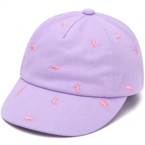 Cotton Toddler Baseball Cap,Embroidered Dinosaur Adjustable Sun Hat - color: A-7-ed-dino-purple, size: 12-24 Months