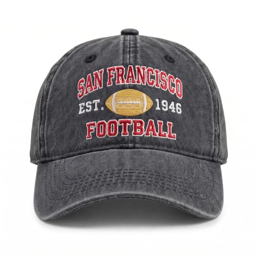 Football Hat for Men Women, Vintage Washed Embroidered City Dad Cap, Adjustable Baseball Cap for Game Day Fans - color: G-san Francisco