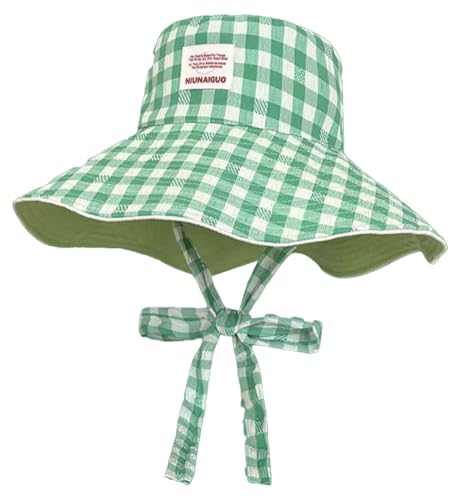 Sun Hats for Women Reversible Plaid Sun Cap Bucket Hat Wide Brim UV Protection Beach Hats 2025 Summer Travel Cap Fishing Hat - color: Green