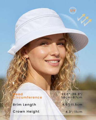 CHUNG 2 Pack Women Sun Visor Hat Wide Brim Summer UV Protection Zip-Off - color: White/Black