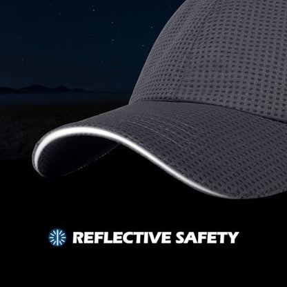 ZTL Womens High Ponytail Baseball Cap Performance Mesh Hat, Lightweight Quick Dry Race Day Running Hat with Reflective Trim - color: Grey