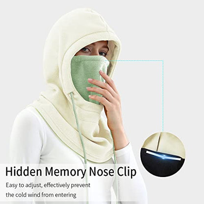 Achiou Ski Mask, Winter Balaclava Warm Windproof Face Cover Men Women - color: White