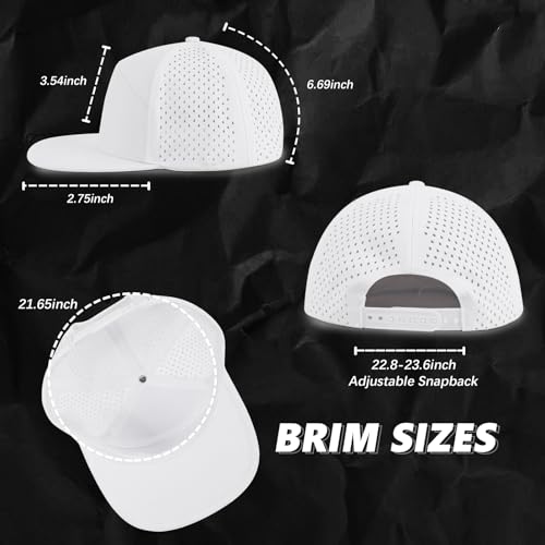 Quick Dry Baseball Cap Flat Brim Snapback Golf Hat for Men Women - color: White