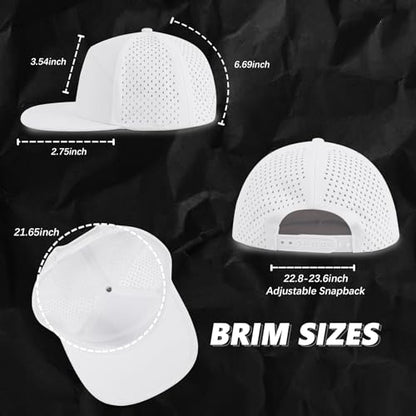Quick Dry Baseball Cap Flat Brim Snapback Golf Hat for Men Women - color: White